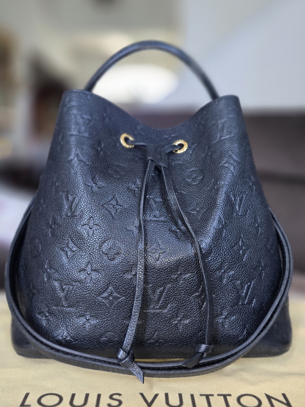 Louis Vuitton NéoNoé Black Empriente Monogram Embossed Bucket Bag